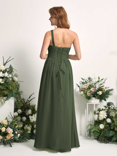 Carlyna Pandora A-Line Martini Olive Bridesmaid Dress Maxi Sleeveless One Shoulder Dress #color_martini-olive