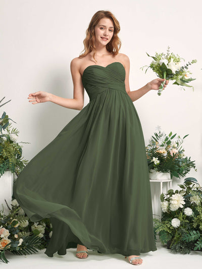 Carlyna Elma A-Line Martini Olive Bridesmaid Dress Maxi Sleeveless Sweetheart Dress Side View 2 #color_martini-olive