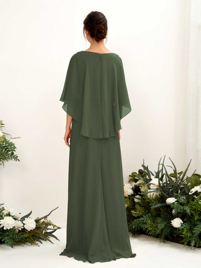 Carlyna Savin Sheath Martini Olive Bridesmaid Dress Maxi Cap Sleeve Boat Neck Dress #color_martini-olive