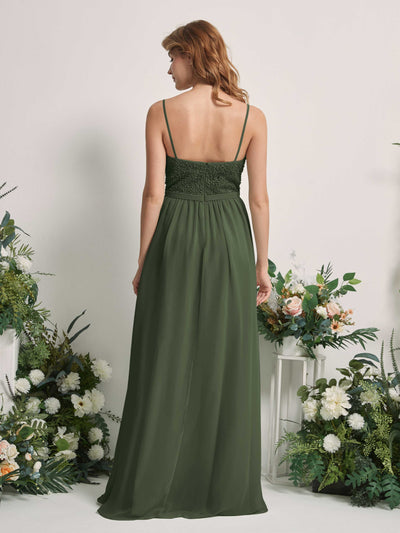 Carlyna Ursula A-Line Martini Olive Beaded Bridesmaid Dress Maxi Sleeveless Sweetheart Dress #color_martini-olive