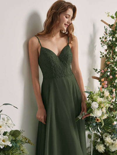 Carlyna Gail A-Line Martini Olive Beaded Bridesmaid Dress Maxi Sleeveless V-Neck Dress Side View 3 #color_martini-olive
