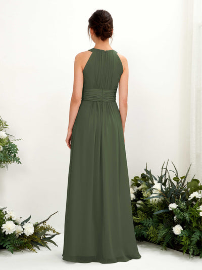 Carlyna Noelle A-Line Martini Olive Bridesmaid Dress Maxi Sleeveless Round Neck Dress #color_martini-olive