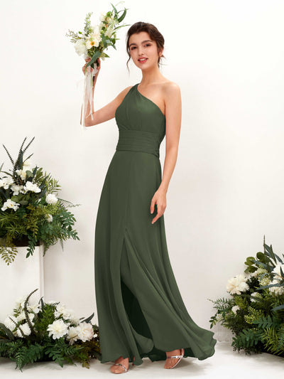 Carlyna Trita Sheath Martini Olive Bridesmaid Dress Maxi Sleeveless One Shoulder Dress #color_martini-olive