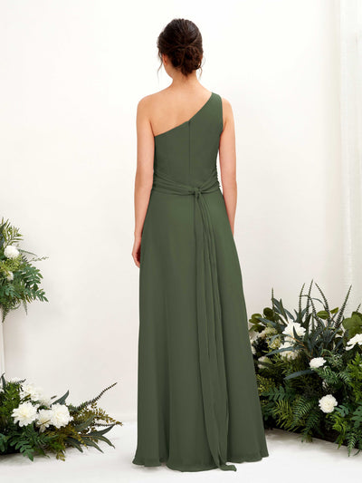 Carlyna Trita Sheath Martini Olive Bridesmaid Dress Maxi Sleeveless One Shoulder Dress #color_martini-olive