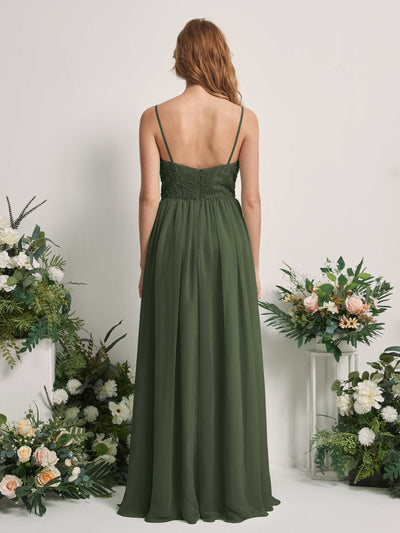 Carlyna Verna A-Line Martini Olive Beaded Bridesmaid Dress Maxi Sleeveless Sweetheart Dress #color_martini-olive