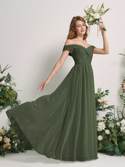 Carlyna Leona A-Line Martini Olive Embroidered Bridesmaid Dress Maxi Sleeveless Sweetheart Dress #color_martini-olive