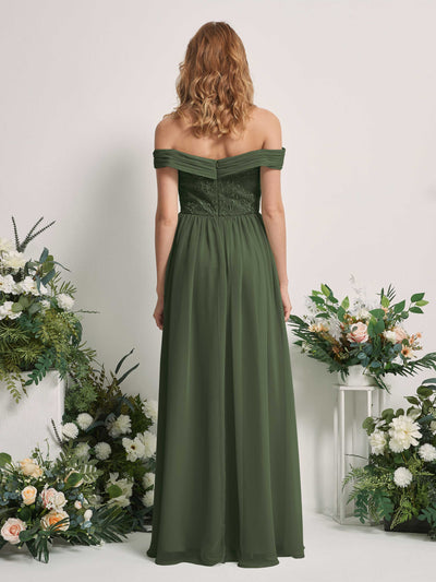 Carlyna Leona A-Line Martini Olive Embroidered Bridesmaid Dress Maxi Sleeveless Sweetheart Dress #color_martini-olive