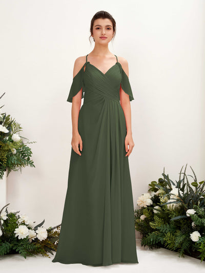 Carlyna Orlane A-Line Martini Olive Bridesmaid Dress Maxi Sleeveless V-Neck Dress #color_martini-olive