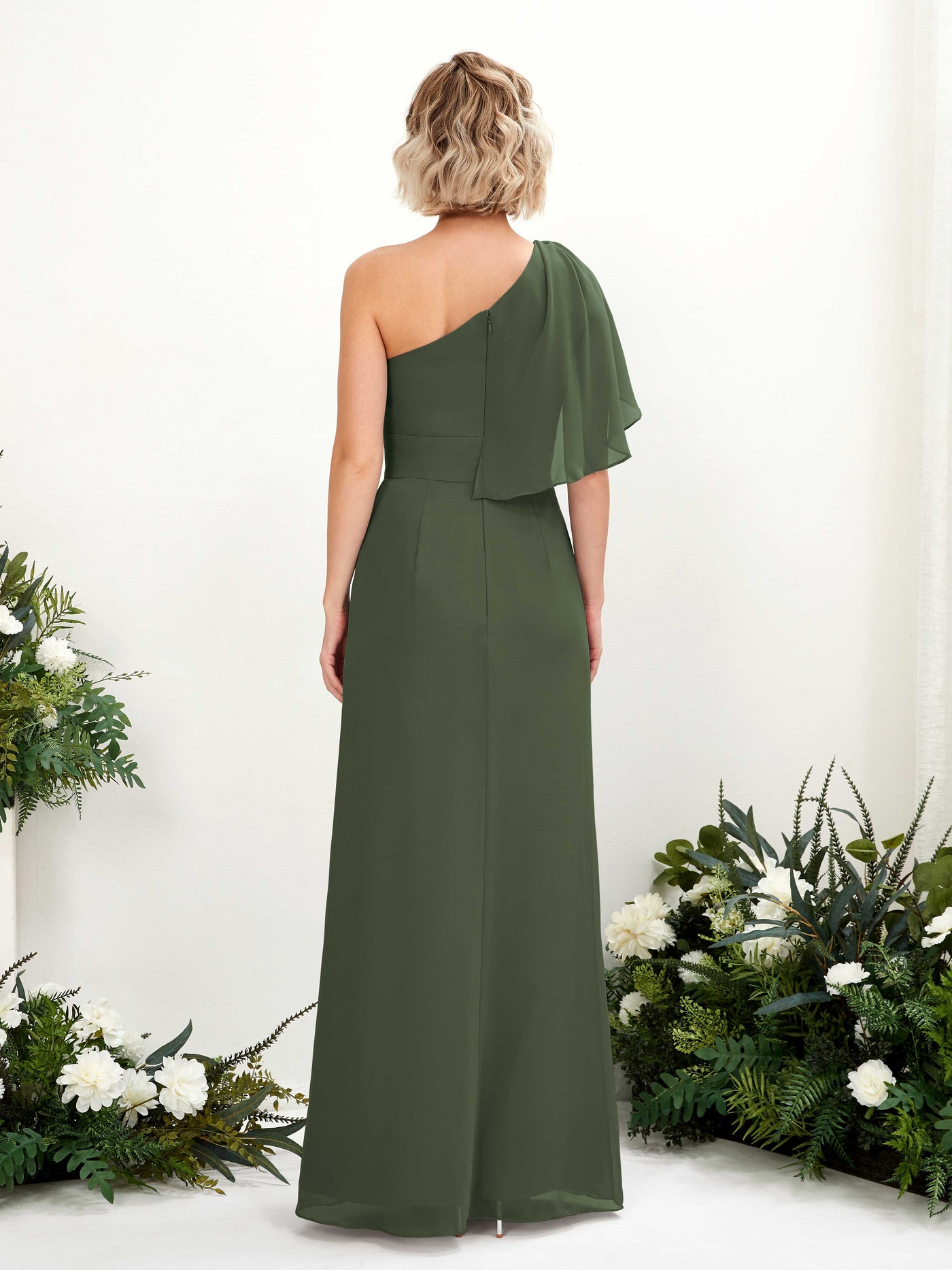 Ball Gown Sleeveless Chiffon Bridesmaid Dress - Martini Olive (81223707)#color_martini-olive