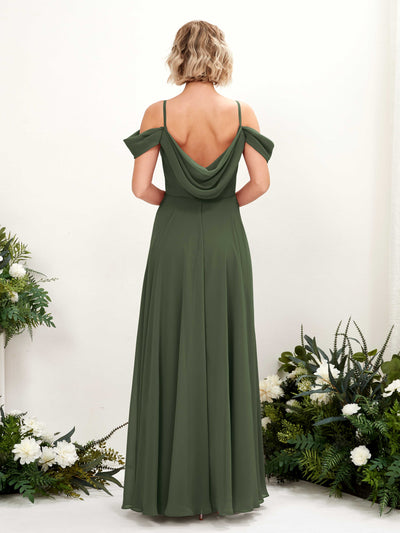 Carlyna Kauku A-Line Martini Olive Bridesmaid Dress Maxi Sleeveless V-Neck Dress #color_martini-olive