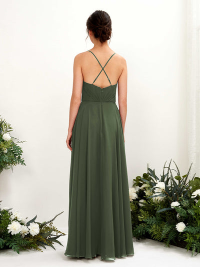 Carlyna Naura A-Line Martini Olive Bridesmaid Dress Maxi Sleeveless V-Neck Dress #color_martini-olive