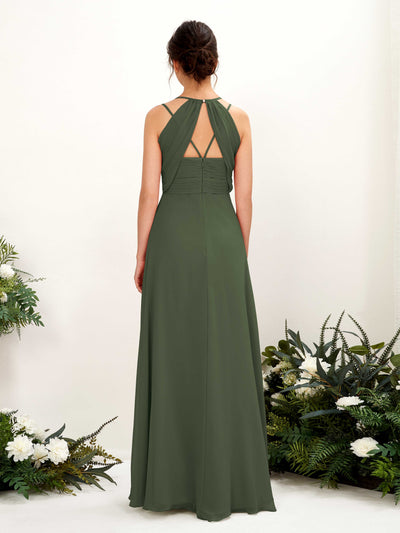 Carlyna Joa A-Line Martini Olive Bridesmaid Dress Maxi Sleeveless V-Neck Dress #color_martini-olive