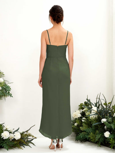 Carlyna Liliane Sheath Martini Olive Bridesmaid Dress Midi Sleeveless V-Neck Dress #color_martini-olive