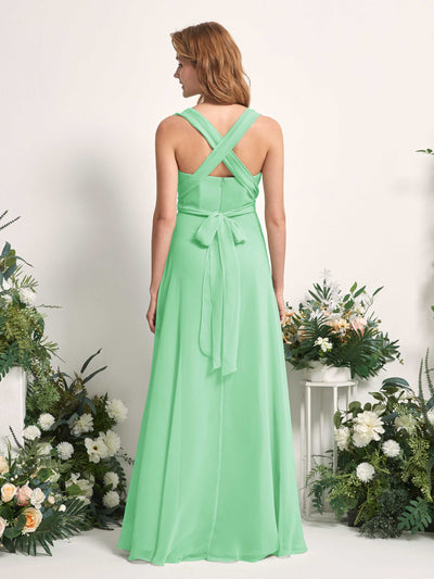 Carlyna Carolyn Convertible Mint Green Bridesmaid Dress Maxi Sleeveless Sweetheart Dress Side View 4 #color_mint-green