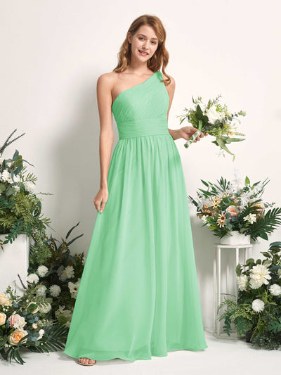 Carlyna Pandora A-Line Mint Green Bridesmaid Dress Maxi Sleeveless One Shoulder Dress #color_mint-green