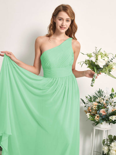Carlyna Pandora A-Line Mint Green Bridesmaid Dress Maxi Sleeveless One Shoulder Dress #color_mint-green