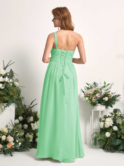 Carlyna Pandora A-Line Mint Green Bridesmaid Dress Maxi Sleeveless One Shoulder Dress #color_mint-green