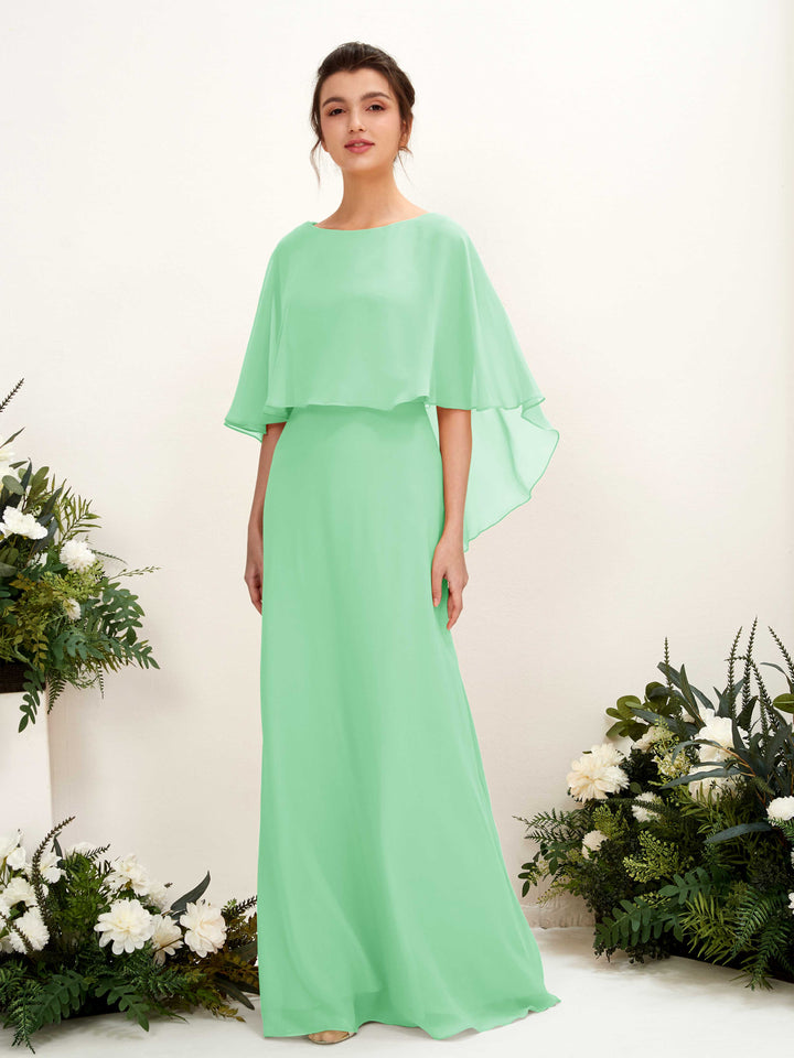 A-line Bateau Sleeveless Chiffon Bridesmaid Dress - Mint Green (81222022)