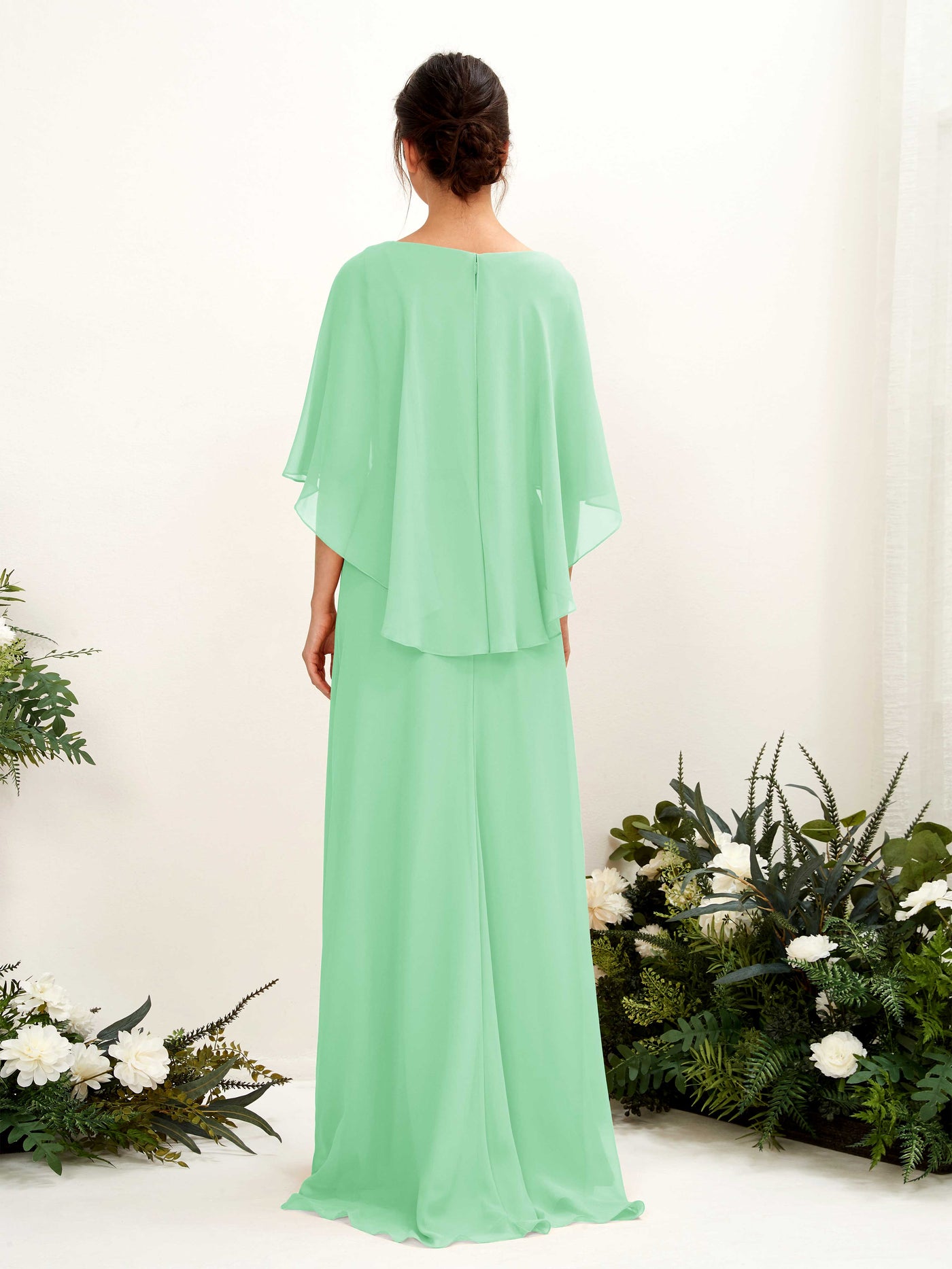 A-line Bateau Sleeveless Chiffon Bridesmaid Dress - Mint Green (81222022)#color_mint-green