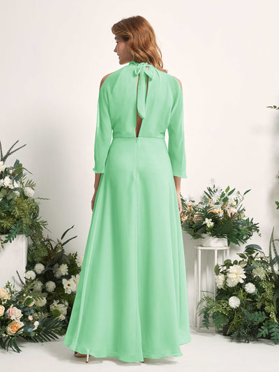 Carlyna Maxine A-Line Mint Green Bridesmaid Dress Maxi Sleeveless Round Neck Dress #color_mint-green