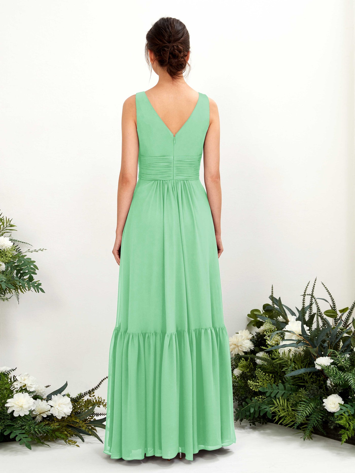 A-line Maternity Straps Sleeveless Chiffon Bridesmaid Dress - Mint Green (80223722)#color_mint-green