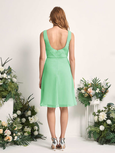 Carlyna Alisha A-Line Mint Green Bridesmaid Dress Knee-Length Sleeveless V-Neck Dress Back View #color_mint-green