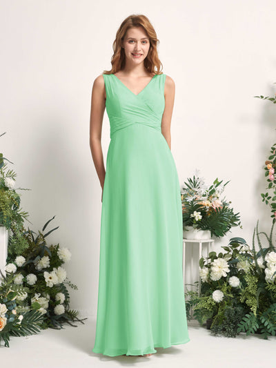 Carlyna June A-Line Mint Green Bridesmaid Dress Maxi Sleeveless V-Neck Dress #color_mint-green
