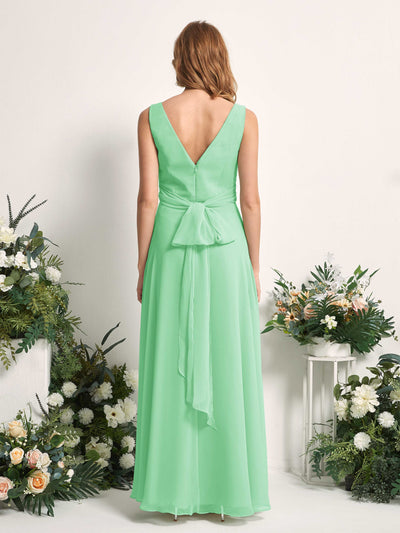 Carlyna June A-Line Mint Green Bridesmaid Dress Maxi Sleeveless V-Neck Dress #color_mint-green