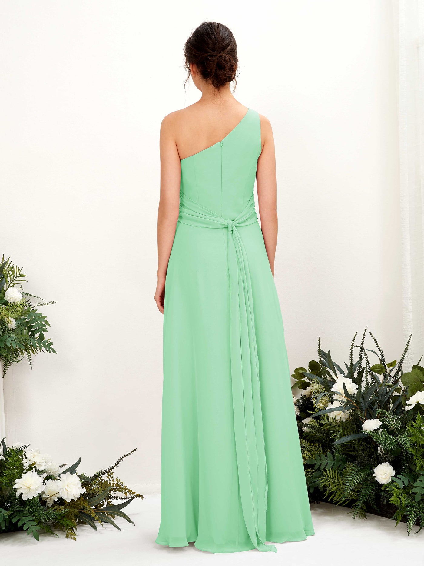 A-line One Shoulder Sleeveless Bridesmaid Dress - Mint Green (81224722)#color_mint-green