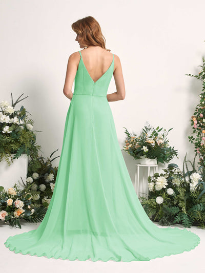 Carlyna Marcia A-Line Mint Green Bridesmaid Dress Maxi Sleeveless V-Neck Dress #color_mint-green