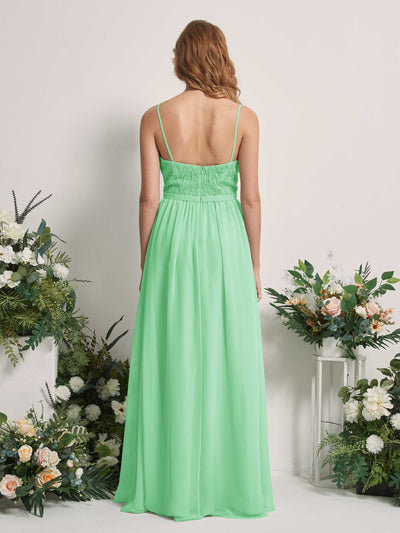 Carlyna Alexandra A-Line Mint Green Beaded Bridesmaid Dress Maxi Sleeveless V-Neck Dress Back View #color_mint-green