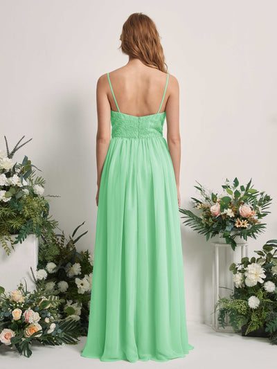 Carlyna Verna A-Line Mint Green Beaded Bridesmaid Dress Maxi Sleeveless Sweetheart Dress #color_mint-green