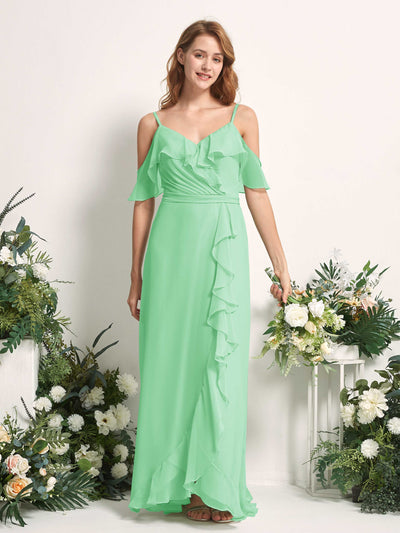 Carlyna Yvette A-Line Mint Green Bridesmaid Dress Maxi Sleeveless V-Neck Dress #color_mint-green