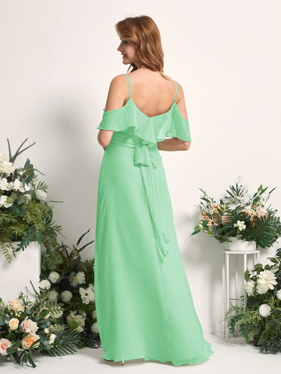 Carlyna Yvette A-Line Mint Green Bridesmaid Dress Maxi Sleeveless V-Neck Dress #color_mint-green