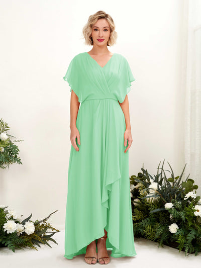 Carlyna Soleil A-Line Mint Green Bridesmaid Dress Maxi Short Sleeve V-Neck Dress #color_mint-green