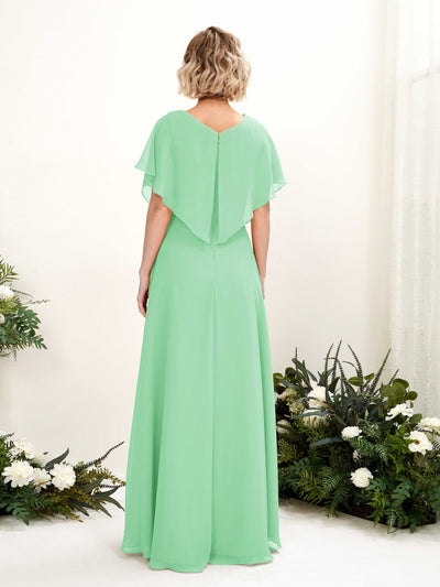 Carlyna Soleil A-Line Mint Green Bridesmaid Dress Maxi Short Sleeve V-Neck Dress #color_mint-green