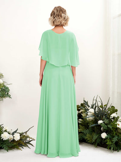 Carlyna Winnie A-Line Mint Green Bridesmaid Dress Maxi Short Sleeve V-Neck Dress #color_mint-green