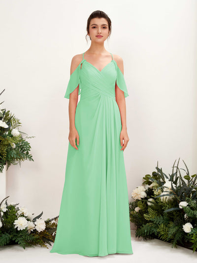 Carlyna Orlane A-Line Mint Green Bridesmaid Dress Maxi Sleeveless V-Neck Dress #color_mint-green
