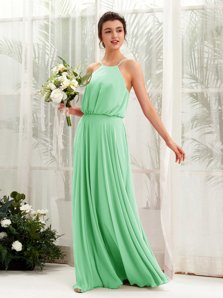 Bohemian Halter Spaghetti-straps Bridesmaid Dress - Mint Green (81223422)