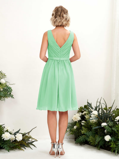 Carlyna Natasha A-Line Mint Green Bridesmaid Dress Knee-Length Sleeveless V-Neck Dress #color_mint-green