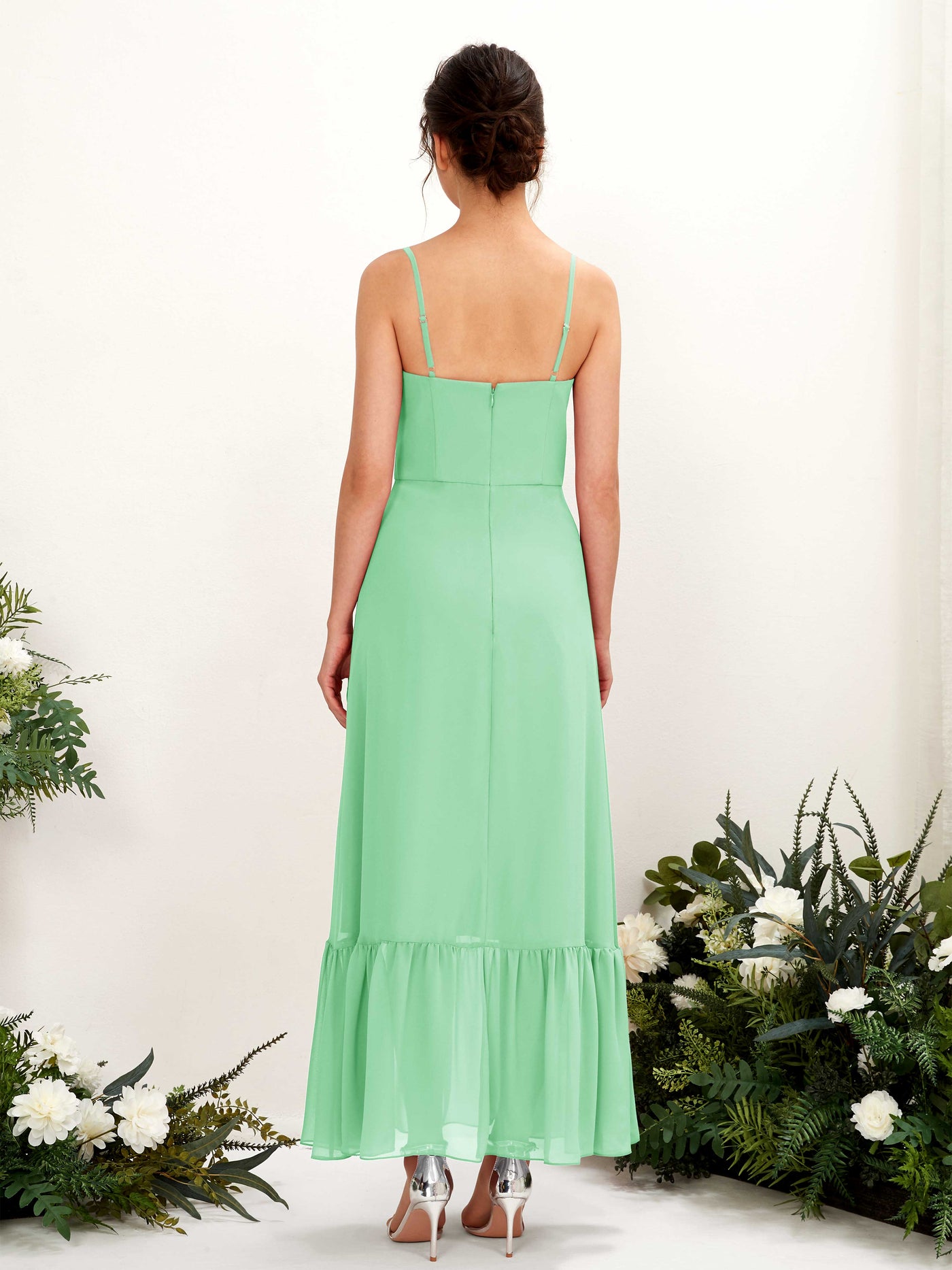Spaghetti-straps Sweetheart Sleeveless Chiffon Bridesmaid Dress - Mint Green (81223022)#color_mint-green
