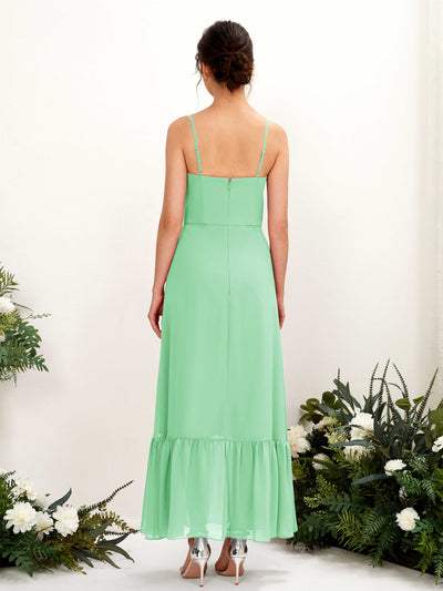 Carlyna Delia Sheath Mint Green Bridesmaid Dress Maxi Sleeveless Spaghetti Strap Dress Back View #color_mint-green