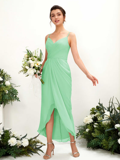 Carlyna Liliane Sheath Mint Green Bridesmaid Dress Midi Sleeveless V-Neck Dress #color_mint-green