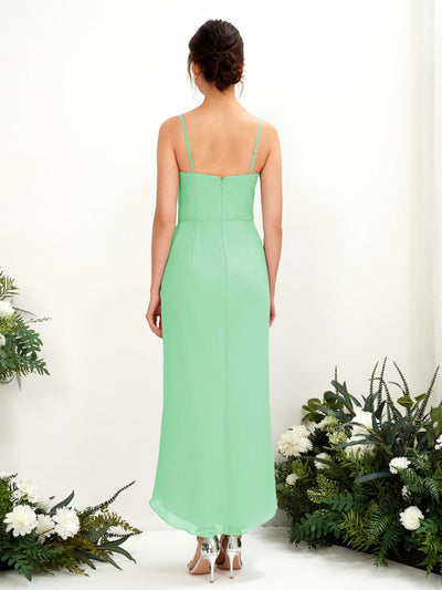 Carlyna Liliane Sheath Mint Green Bridesmaid Dress Midi Sleeveless V-Neck Dress #color_mint-green