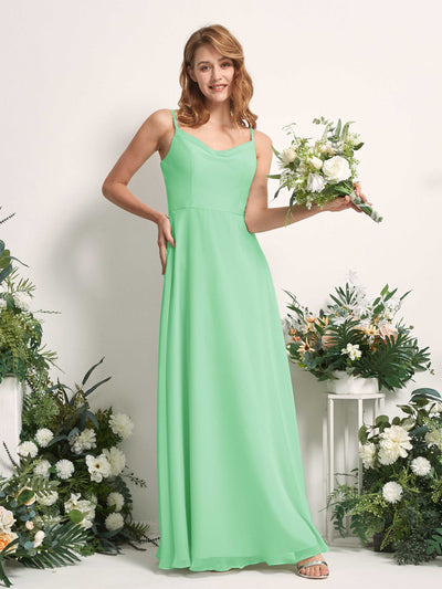 Carlyna Hannah A-Line Mint Green Bridesmaid Dress Maxi Sleeveless Sweetheart Dress Front View #color_mint-green