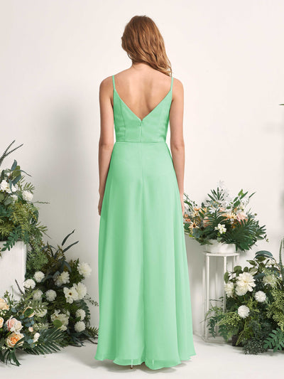 Carlyna Hannah A-Line Mint Green Bridesmaid Dress Maxi Sleeveless Sweetheart Dress Back View #color_mint-green