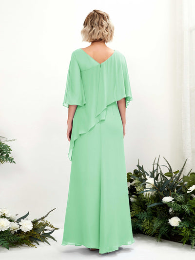 Carlyna Violaine A-Line Mint Green Bridesmaid Dress Maxi Three Quarter Sleeve V-Neck Dress #color_mint-green