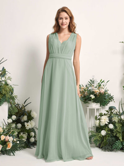 Carlyna Carolyn Convertible Sage Green Bridesmaid Dress Maxi Sleeveless Sweetheart Dress Side View 3 #color_sage-green