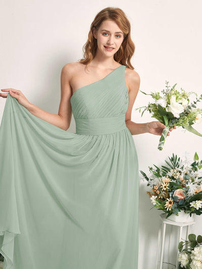 Carlyna Pandora A-Line Sage Green Bridesmaid Dress Maxi Sleeveless One Shoulder Dress #color_sage-green