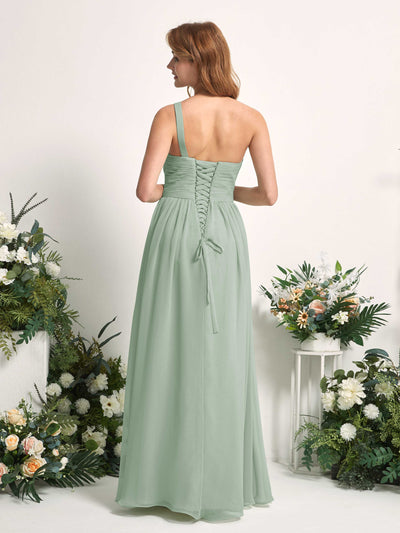 Carlyna Pandora A-Line Sage Green Bridesmaid Dress Maxi Sleeveless One Shoulder Dress #color_sage-green